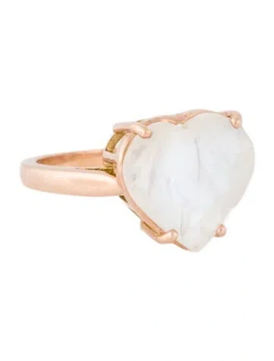 Pre-owned Ring 14k Heart Shaped Moonstone-labradorite Solitaire  In Multicolor