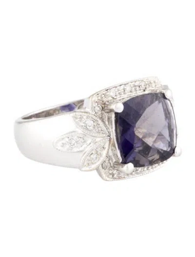 Pre-owned Ring 14k Iolite & Diamond Cocktail  In Multi