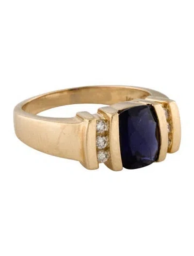 Pre-owned Ring 14k Iolite & Diamond Cocktail  In Multi
