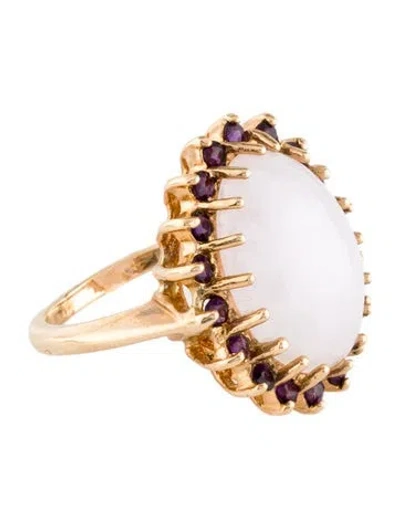 Pre-owned Ring 14k Jadeite & Amethyst Cocktail  In Multi