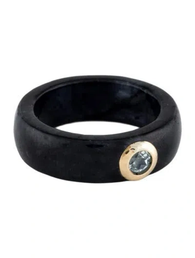 Pre-owned Ring 14k Jadeite & Topaz Band In Multi