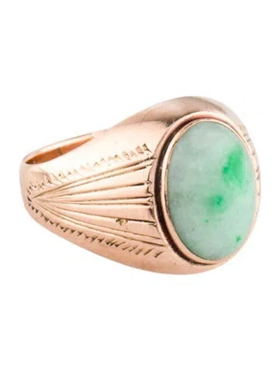 Pre-owned Ring 14k Jadeite Signet  In Multi