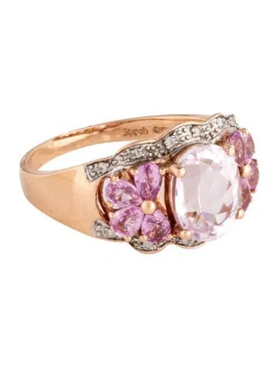 Pre-owned Ring 14k Kunzite, Sapphire & Diamond Cocktail  In Multicolor