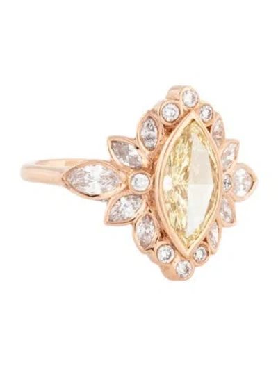 Pre-owned Ring 14k Lab-grown Diamond Cocktail  In Multicolor