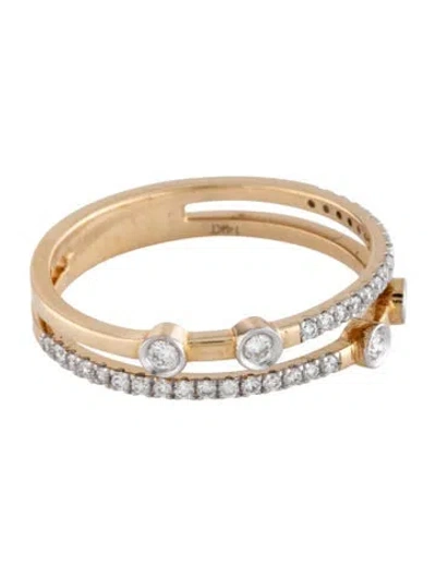 Pre-owned Ring 14k Lab-grown Diamond Double Band In Multicolor