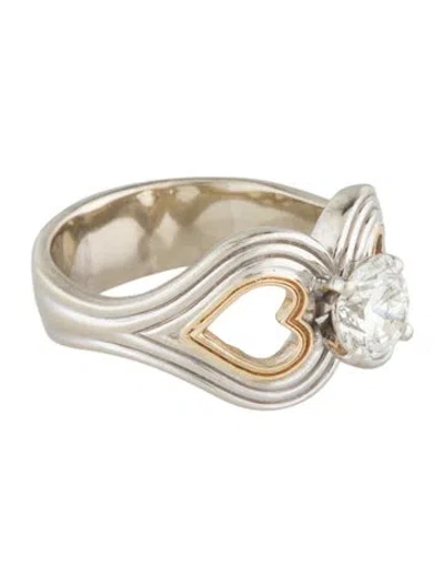 Pre-owned Ring 14k Lab-grown Diamond Heart Cocktail  In Multicolor