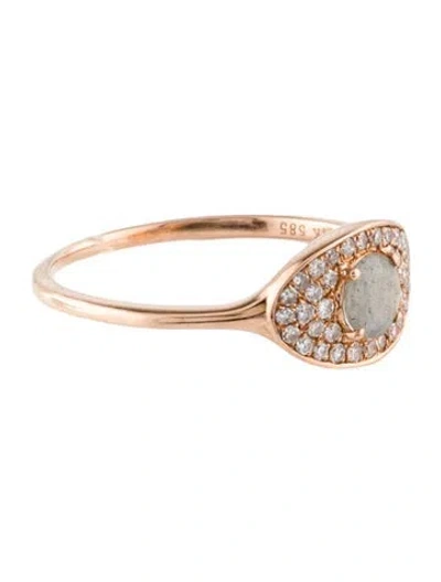 Pre-owned Ring 14k Labradorite & Diamond Evil Eye Cocktail  In Multi
