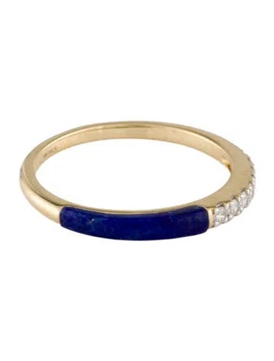 Pre-owned Ring 14k Lapis Lazuli & Diamond Band In Multi