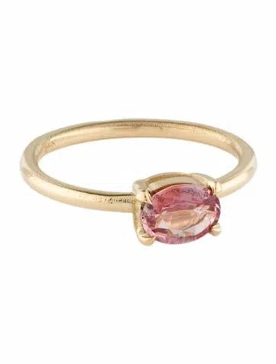 Pre-owned Ring 14k Madagascar Padparadscha Sapphire Cocktail  In Multi