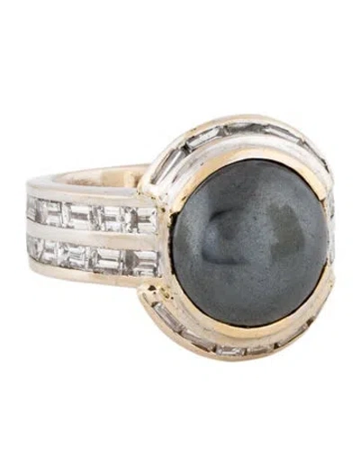 Pre-owned Ring 14k Magnetite & Diamond  In Multi