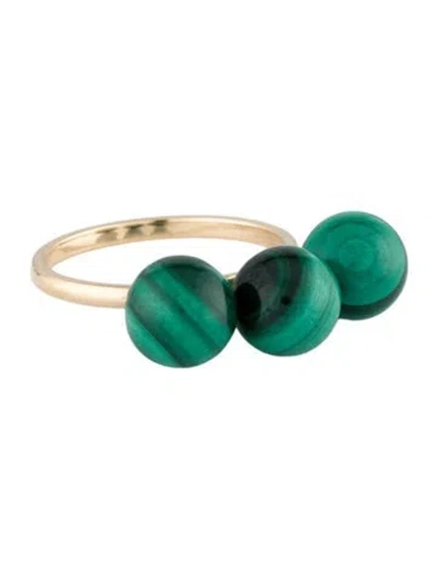 Pre-owned Ring 14k Malachite Bead  In Multi