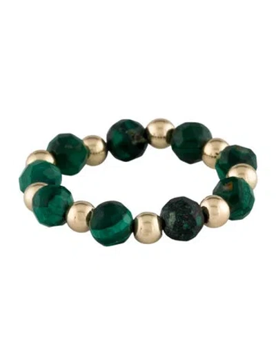 Pre-owned Ring 14k Malachite Bead  In Multi