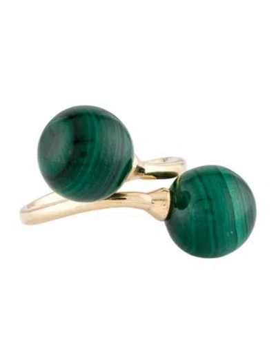 Pre-owned Ring 14k Malachite Bypass Cocktail  In Multi