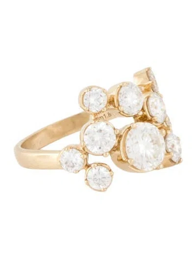 Pre-owned Ring 14k Moissanite Cluster Cocktail  In Multicolor