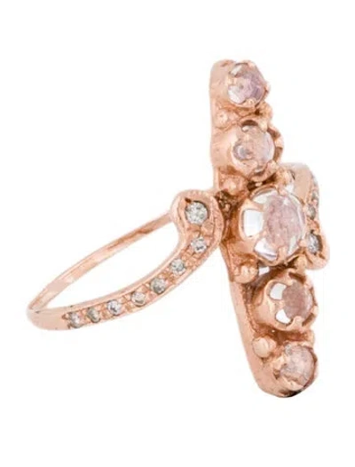 Pre-owned Ring 14k Moonstone Labradorite & Diamond Cocktail  In Multi