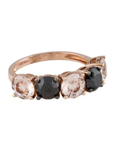 Pre-owned Ring 14k Morganite & Diamond Cocktail  In Multi