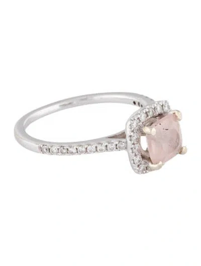 Pre-owned Ring 14k Morganite & Diamond Cocktail  In Multi