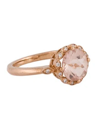 Pre-owned Ring 14k Morganite & Diamond Cocktail  In Multi