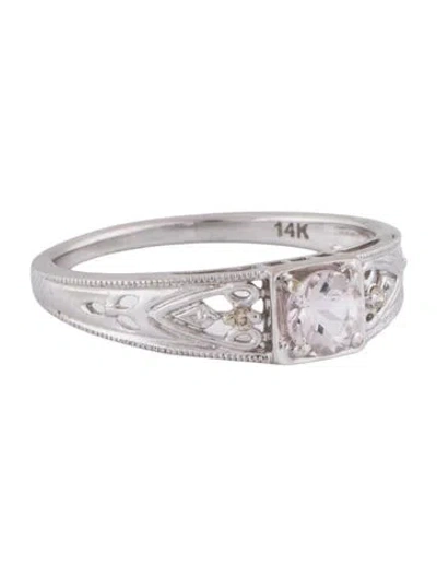 Pre-owned Ring 14k Morganite & Diamond  In Multi