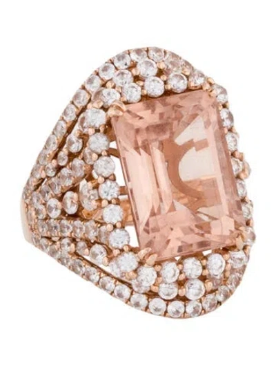 Pre-owned Ring 14k Morganite & Zircon Cocktail  In Multi