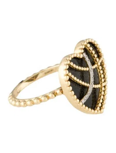 Pre-owned Ring 14k Mother Of Pearl & Diamond Heart Cocktail  In Multi