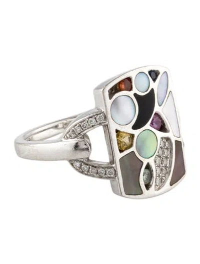 Pre-owned Ring 14k Mother Of Pearl & Multistone Cocktail