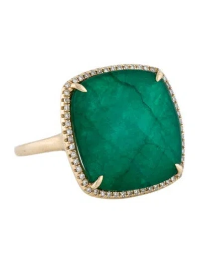 Pre-owned Ring 14k Mother Of Pearl & Quartz Doublet Cocktail  In Multi