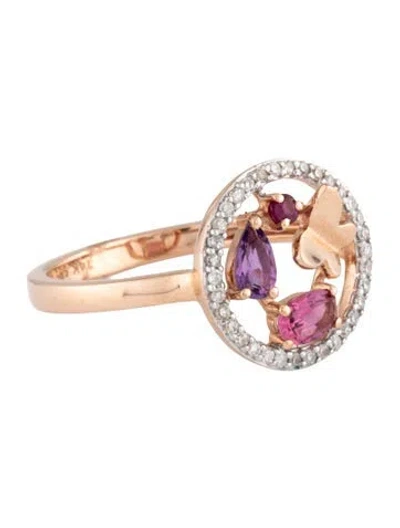 Pre-owned Ring 14k Multi Stone Cocktail  In Multicolor