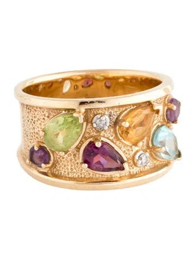 Pre-owned Ring 14k Multistone & Diamond Band  In Multicolor