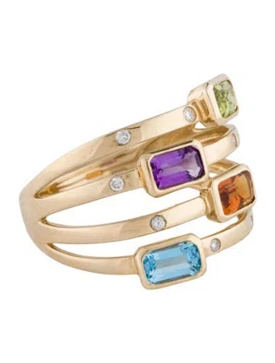 Pre-owned Ring 14k Multistone & Diamond Cocktail