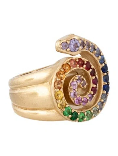 Pre-owned Ring 14k Multistone Snake Signet  In Multicolor