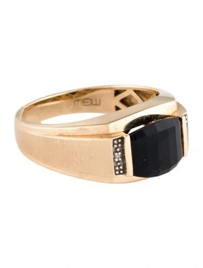 Pre-owned Ring 14k Onyx & Diamond Band In Multi