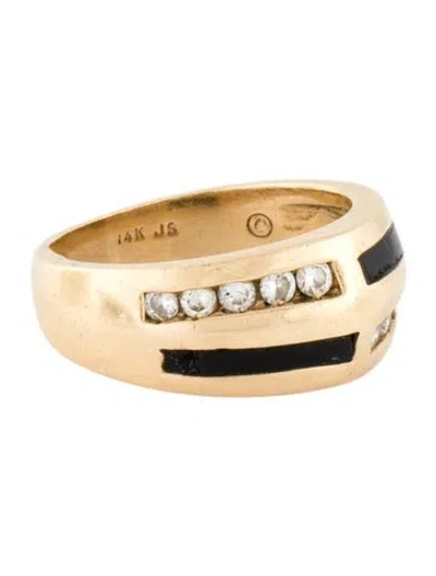 Pre-owned Ring 14k Onyx & Diamond Band  In Multi