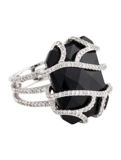 Pre-owned Ring 14k Onyx & Diamond Cocktail  In Multi