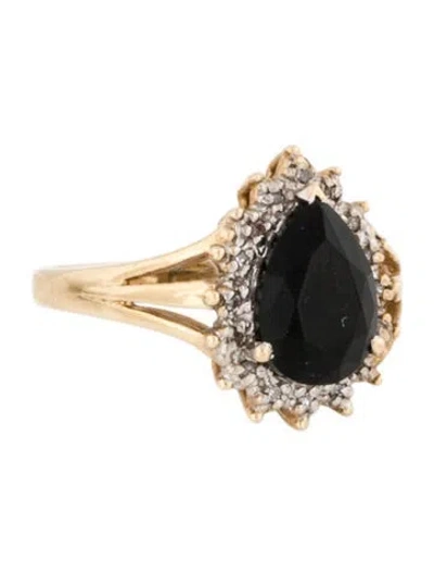 Pre-owned Ring 14k Onyx & Diamond Cocktail  In Multi