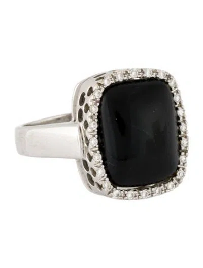 Pre-owned Ring 14k Onyx & Diamond Cocktail  In Multi
