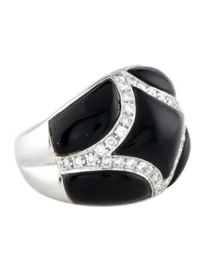 Pre-owned Ring 14k Onyx & Diamond Cocktail  In Multicolor