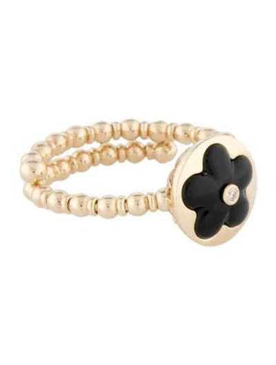 Pre-owned Ring 14k Onyx & Diamond Flexible  In Multi