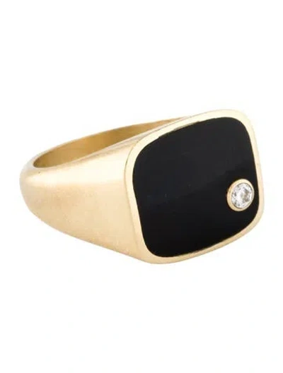 Pre-owned Ring 14k Onyx & Diamond Signet  In Multi