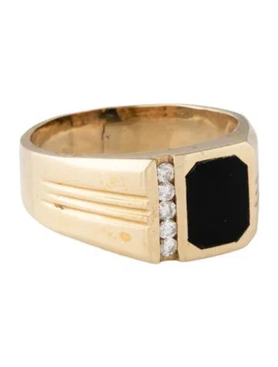 Pre-owned Ring 14k Onyx & Diamond Signet  In Multicolor