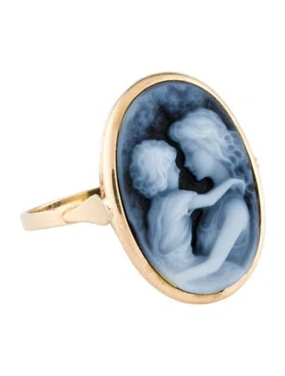 Pre-owned Ring 14k Onyx Cameo Cocktail  In Multi