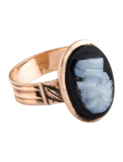 Pre-owned Ring 14k Onyx Cameo Signet  In Multi