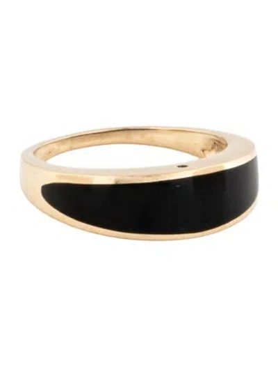 Pre-owned Ring 14k Onyx Inlay Band In Multicolor