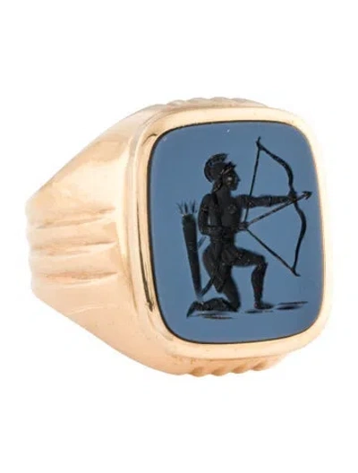 Pre-owned Ring 14k Onyx Sagittarius Signet  In Multi