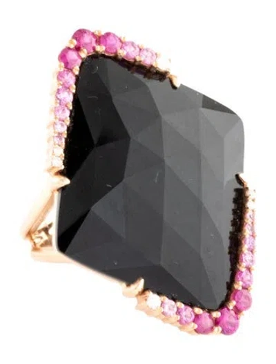 Pre-owned Ring 14k Onyx, Sapphire & Diamond Cocktail  In Multi