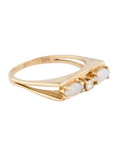 Pre-owned Ring 14k Opal & Diamond Band In Multi