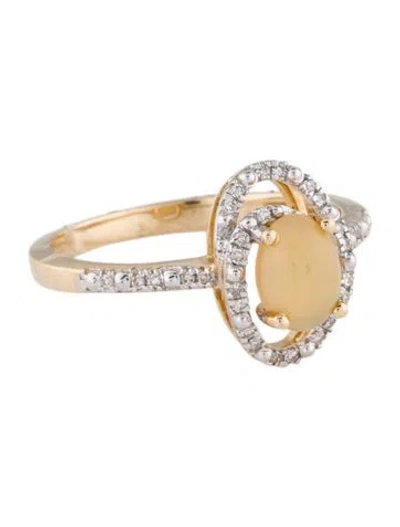 Pre-owned Ring 14k Opal & Diamond Cocktail  In Multi