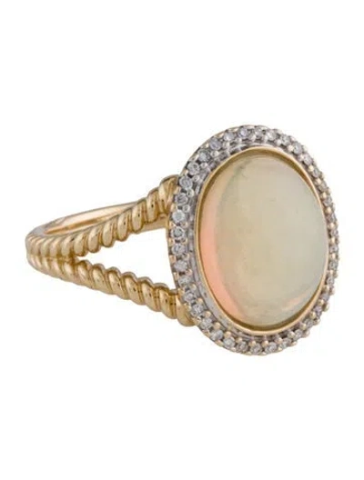 Pre-owned Ring 14k Opal & Diamond Cocktail  In Multi
