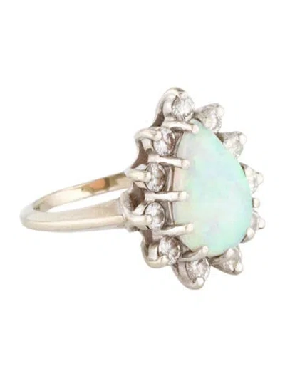 Pre-owned Ring 14k Opal & Diamond Cocktail  In Multi