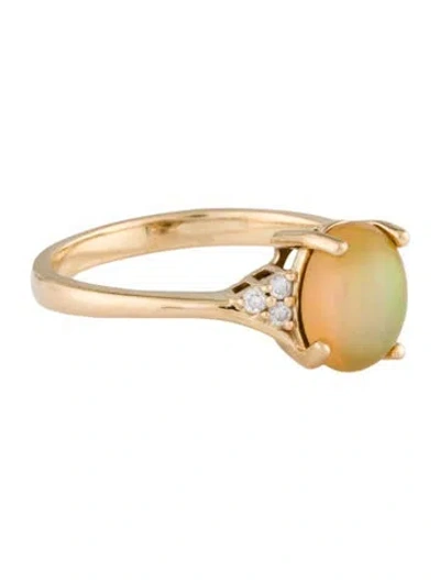 Pre-owned Ring 14k Opal & Diamond Cocktail  In Multi